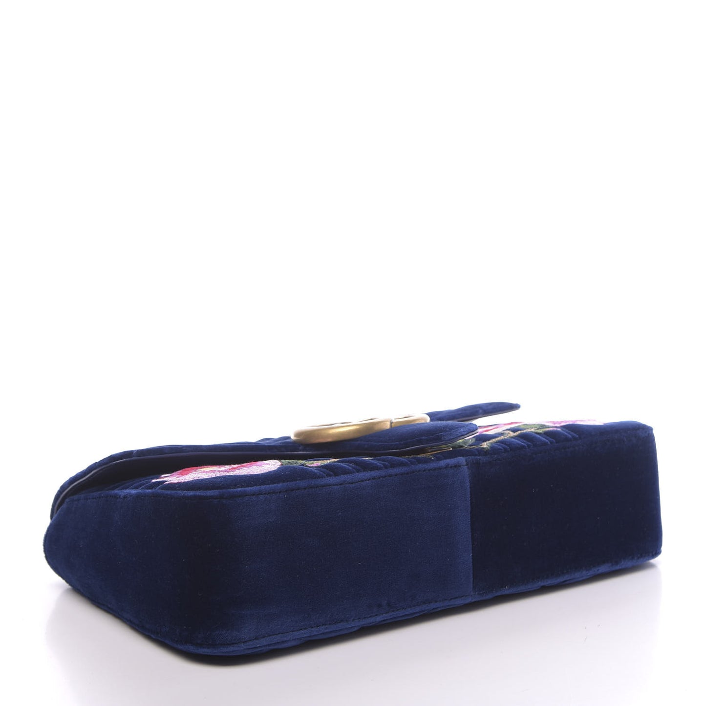 Velvet Matelasse Modern Embroidered Medium GG Marmont Shoulder Bag Cobalt