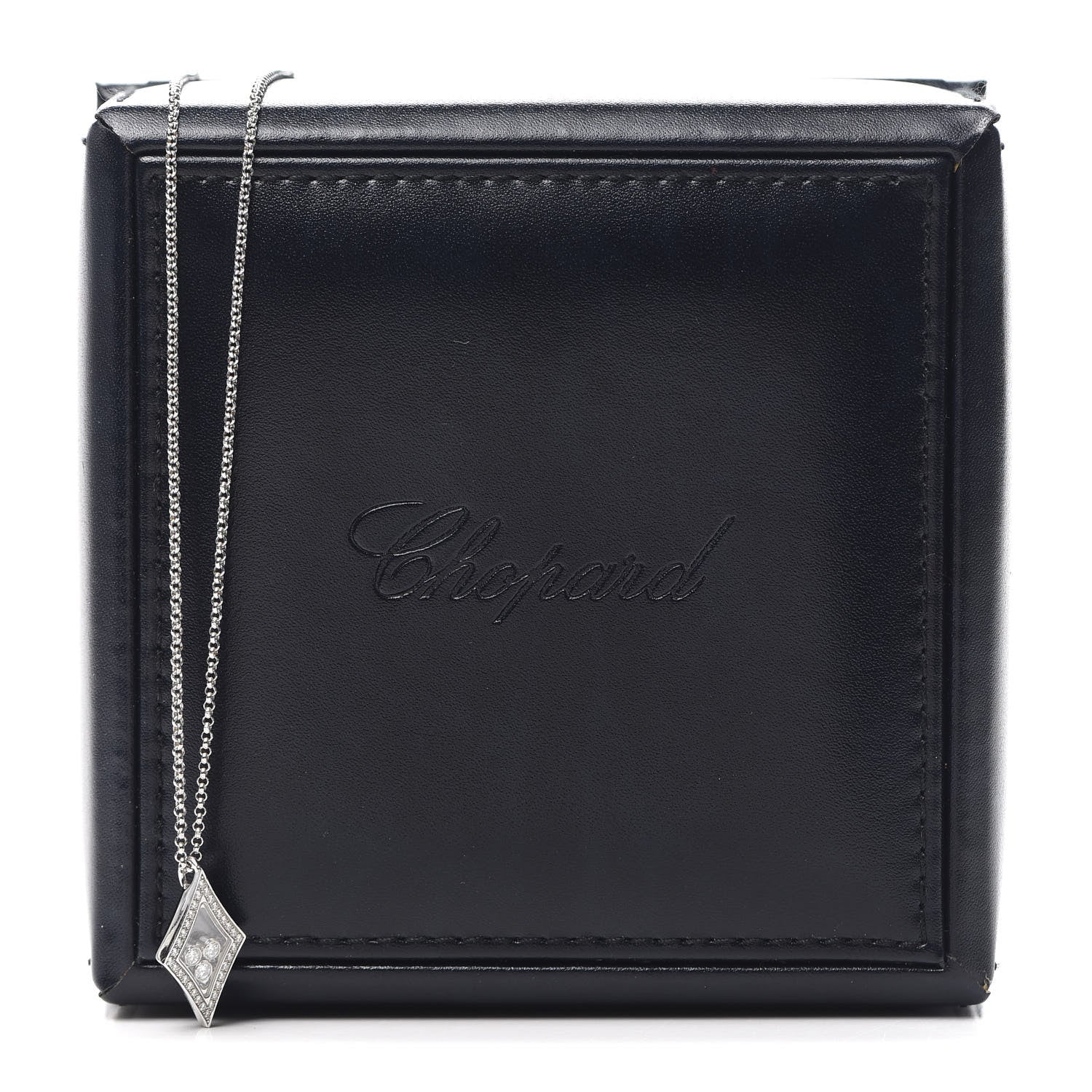 Chopard 18K White Gold Happy Diamonds 3 Floating Diamonds Pendant Necklace 6 of 6