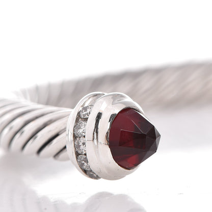 David Yurman Sterling Silver Garnet Diamond 5mm Cable Classics Bracelet 3 of 5