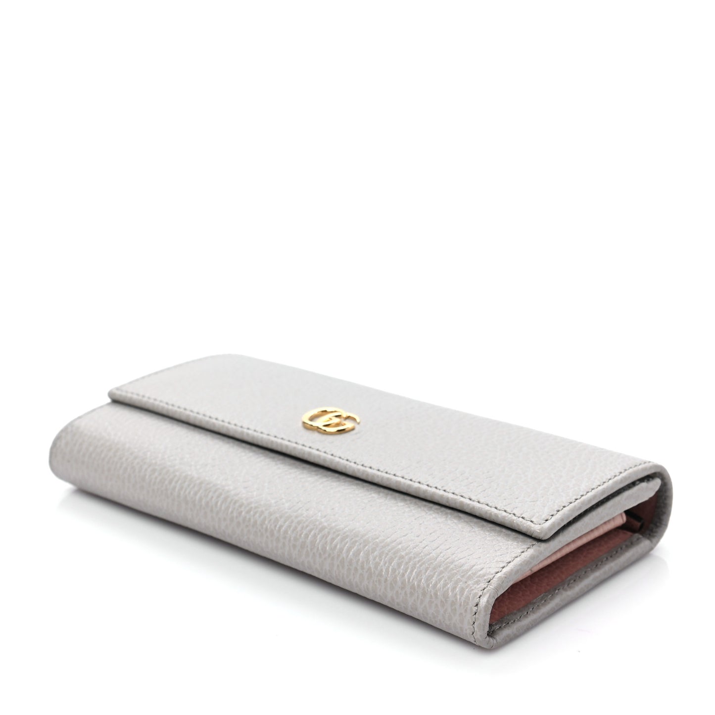 Dollar Calfskin Bi-Color GG Marmont Continental Wallet Grey Light Pink
