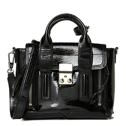 3.1 Phillip Lim Textured Patent Mini Pashli Satchel Black 1 of 7