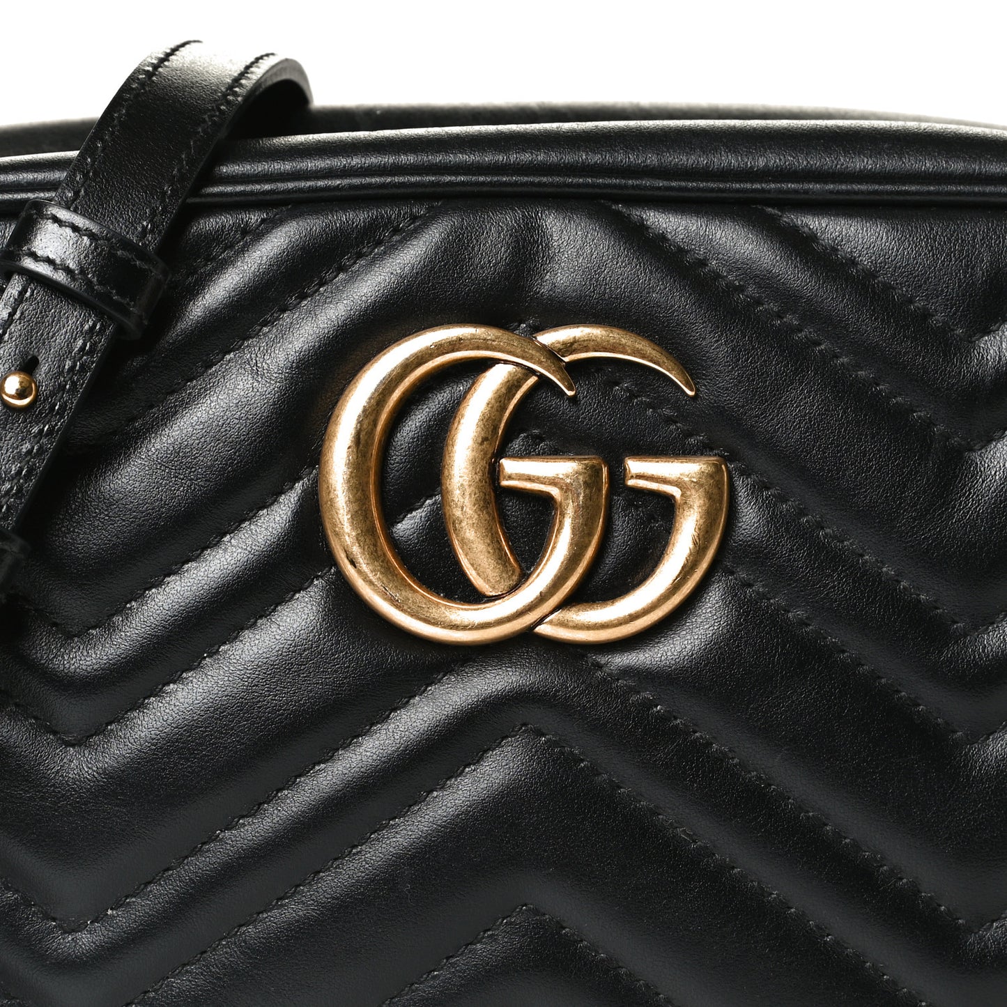 Calfskin Matelasse Small GG Marmont Chain Shoulder Bag Black