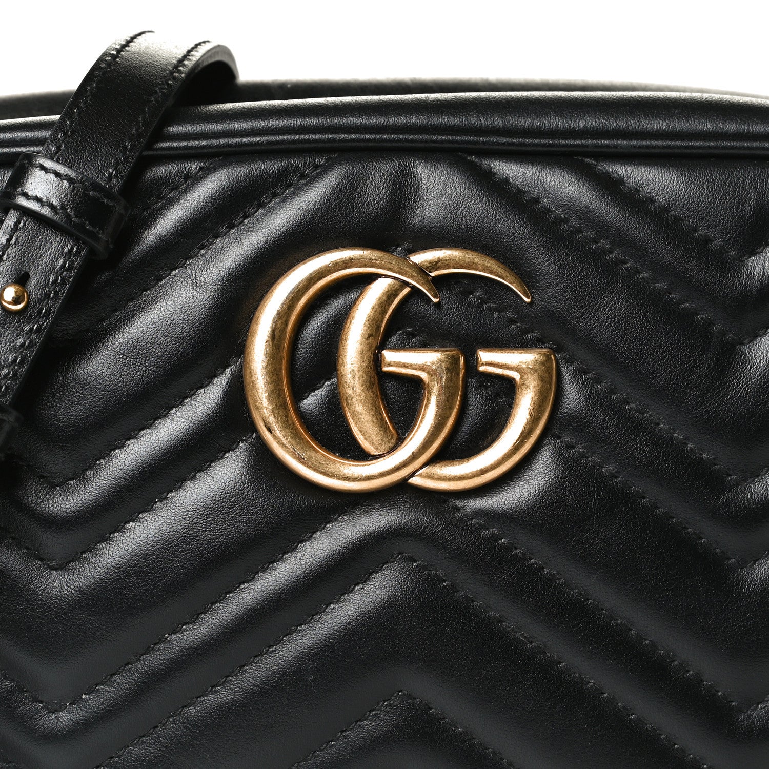 Gucci Calfskin Matelasse Small GG Marmont Chain Shoulder Bag Black 8 of 11