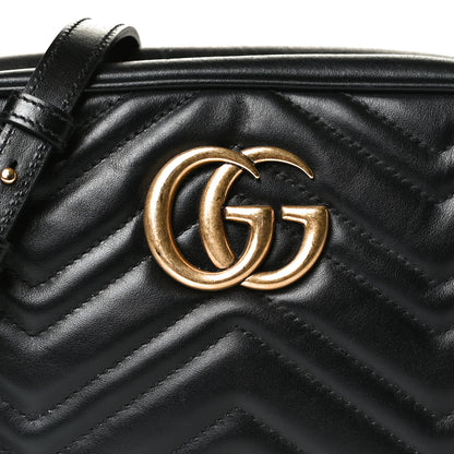 Gucci Calfskin Matelasse Small GG Marmont Chain Shoulder Bag Black 8 of 11