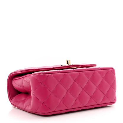 Chanel Lambskin Quilted Mini Crystal Top Handle Rectangular Flap Dark Pink 4 of 10