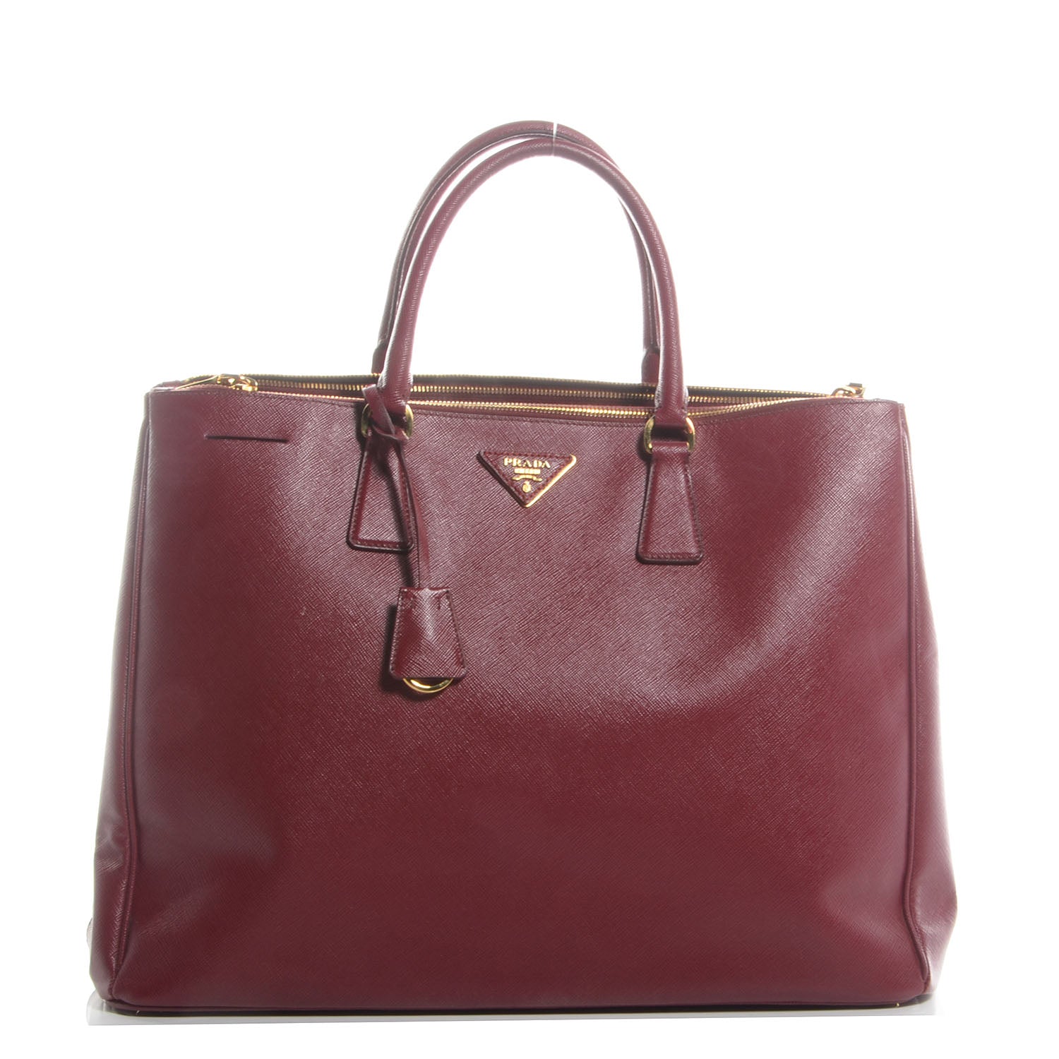 Prada Saffiano Lux Large Double Zip Tote Barolo 1 of 10