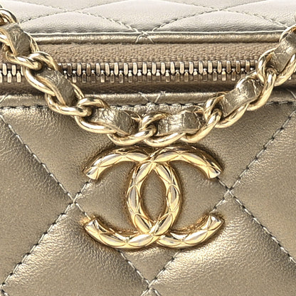 Chanel Metallic Lambskin Quilted Small CC Dynasty Vanity Case With Chain Gold 9 of 11