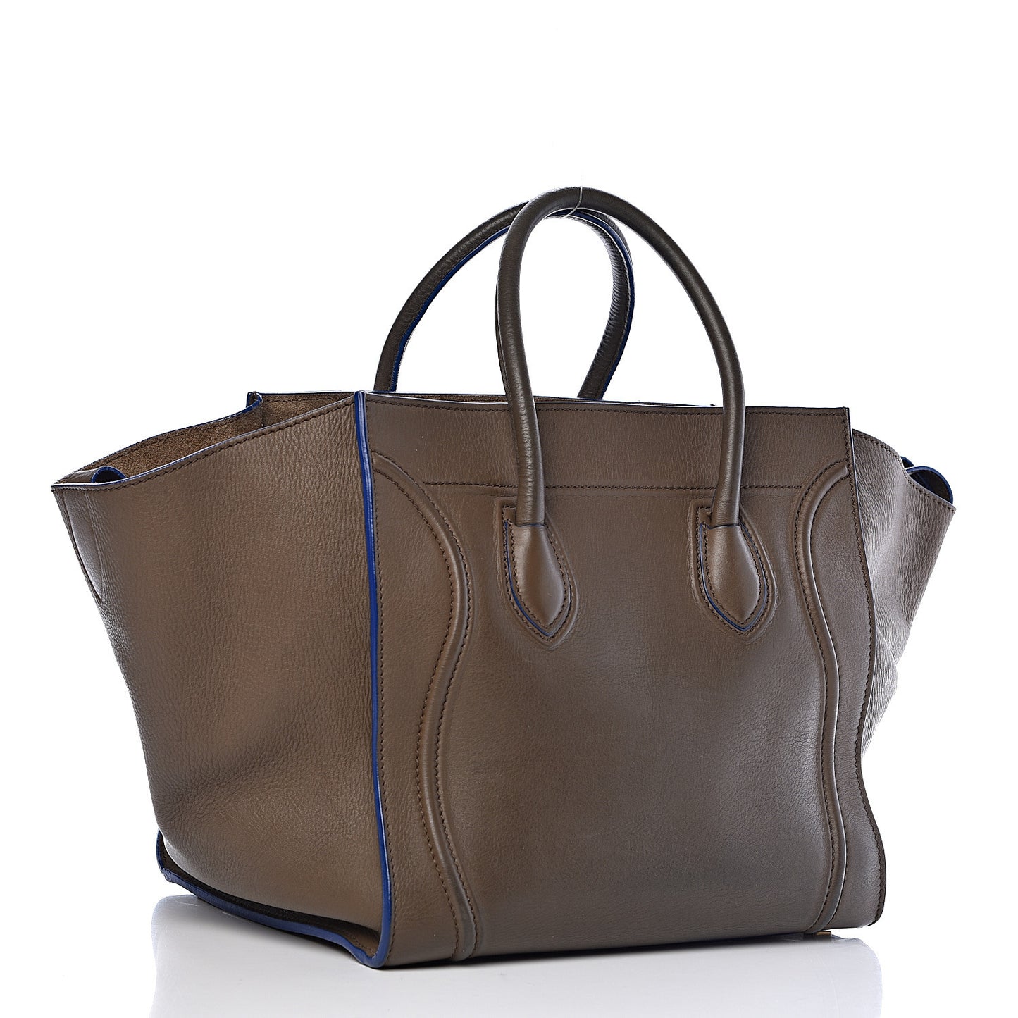 Supple Calfskin Medium Phantom Luggage Khaki Cobalt Trim
