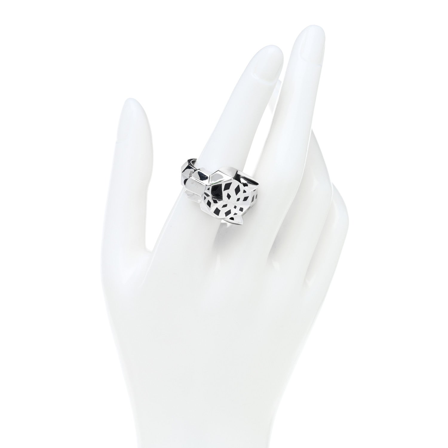 Cartier 18K White Gold Tsavorite Onyx Panthère De Cartier Ring 56 7.5 2 of 5
