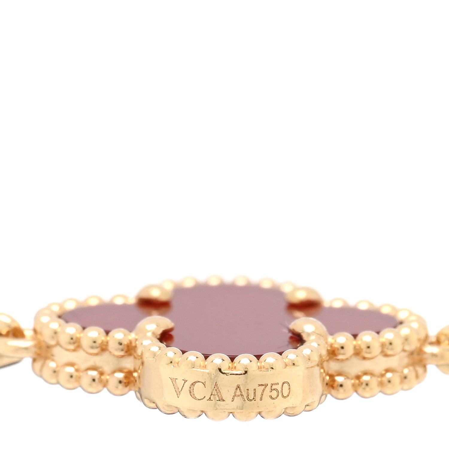 Van Cleef & Arpels 18K Yellow Gold Carnelian 5 Motifs Vintage Alhambra Bracelet 3 of 4