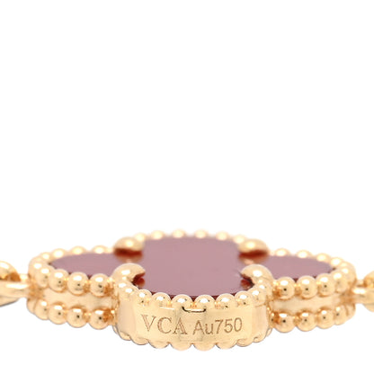 Van Cleef & Arpels 18K Yellow Gold Carnelian 5 Motifs Vintage Alhambra Bracelet 3 of 4