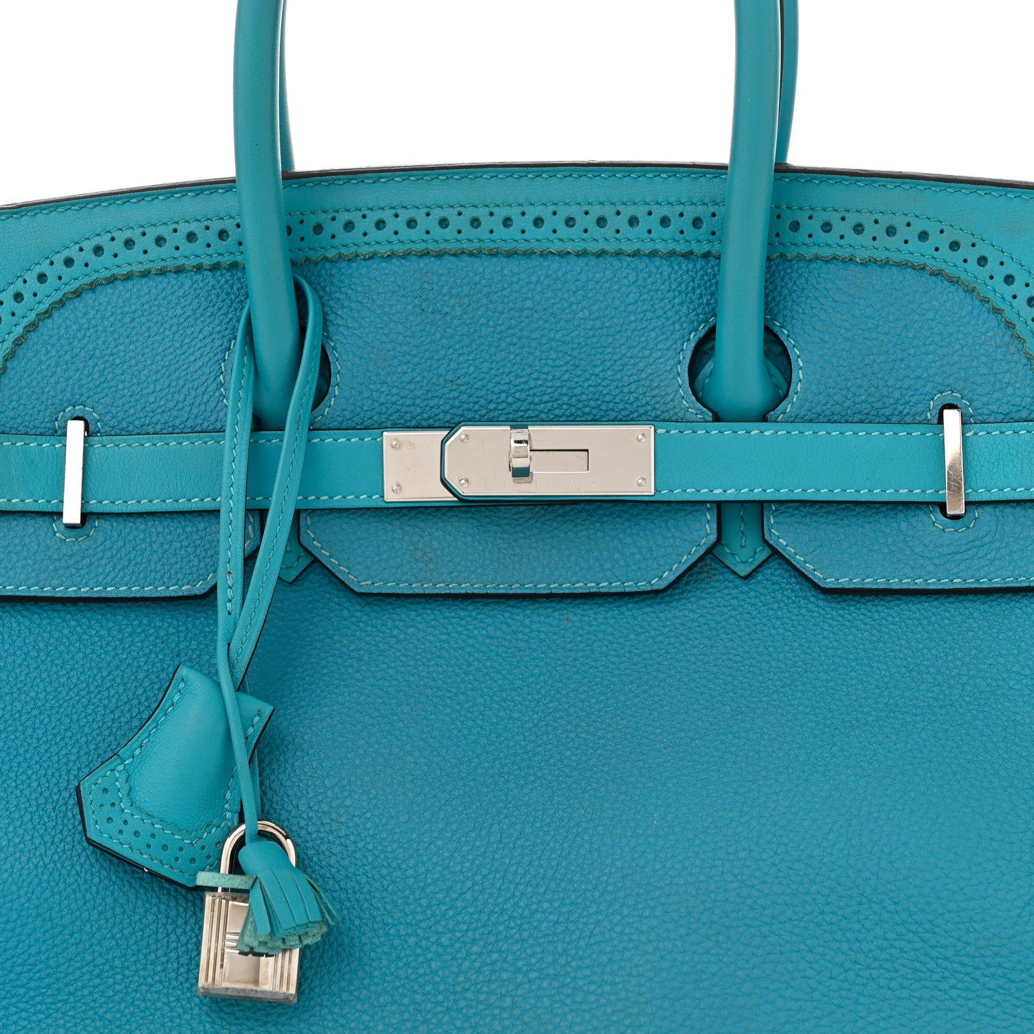 Hermes Togo Swift Ghillies Birkin 35 Turquoise 8 of 12