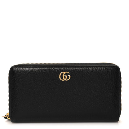 Gucci Dollar Calfskin GG Marmont Zip Around Wallet Black 1 of 11