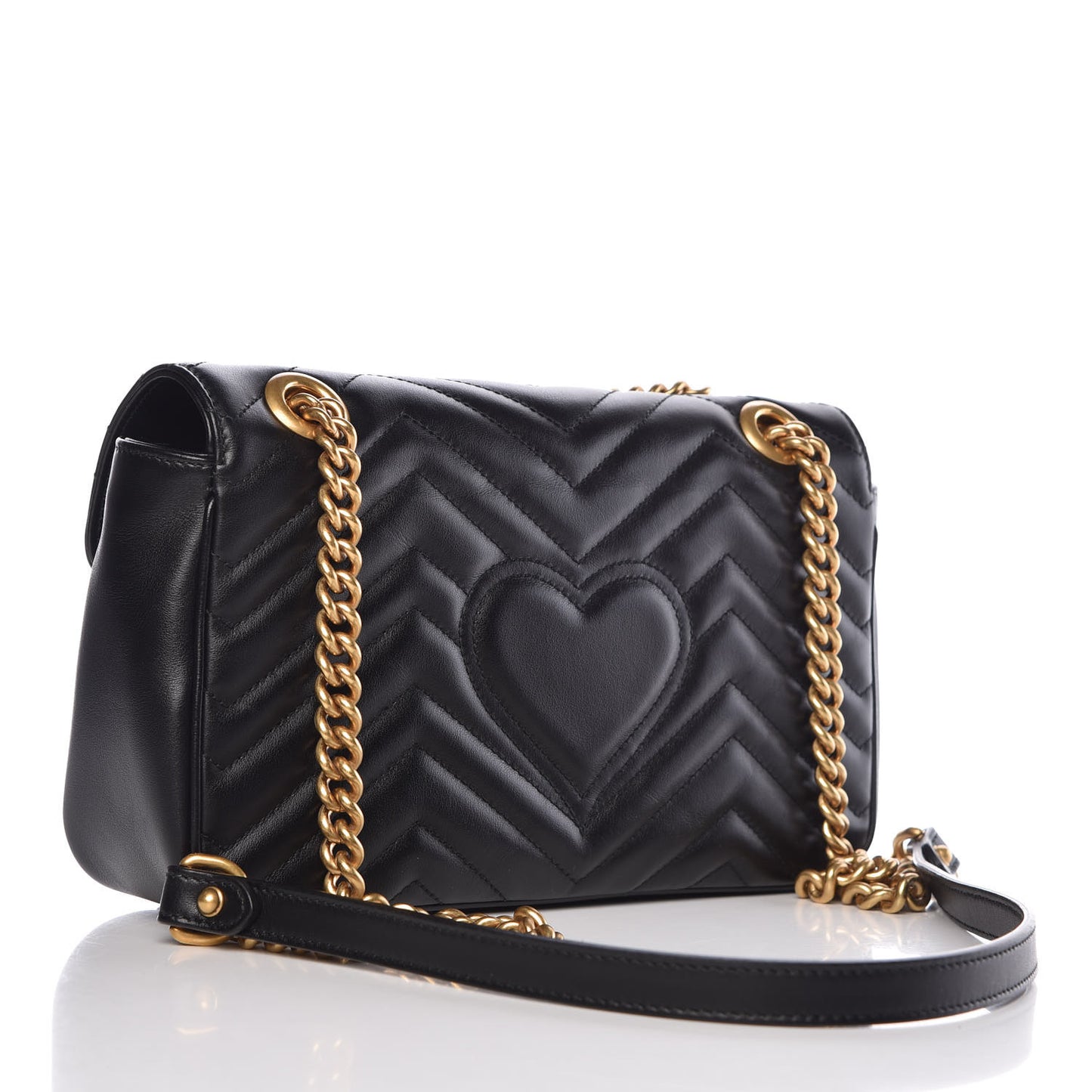 Calfskin Matelasse Small GG Marmont Shoulder Bag Black