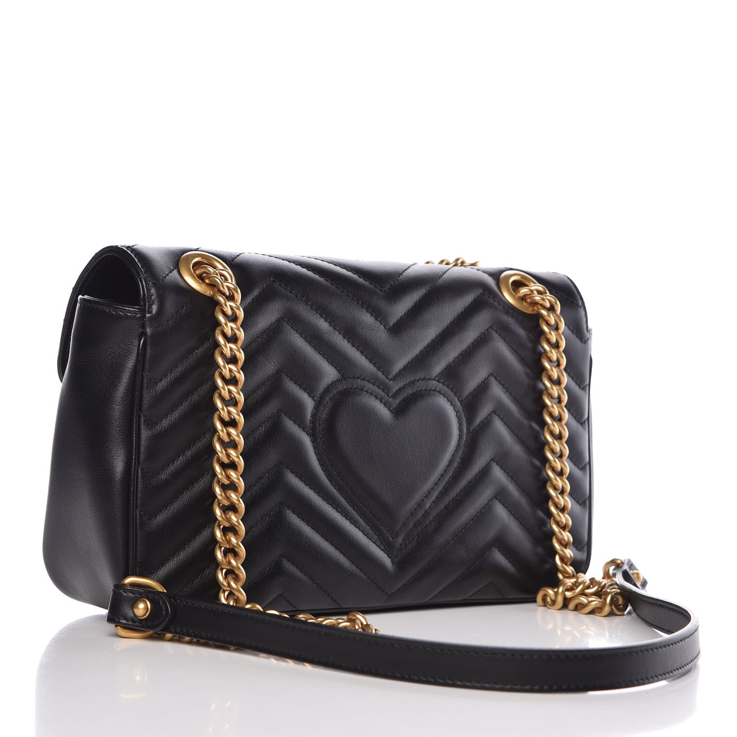 Gucci Calfskin Matelasse Small GG Marmont Shoulder Bag Black 3 of 9