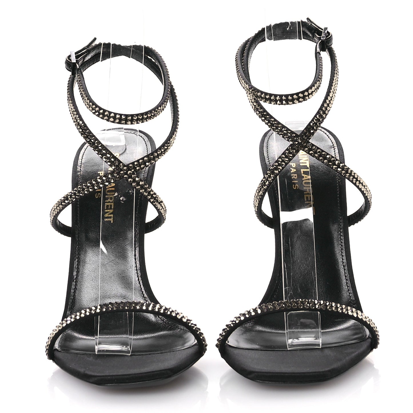 Satin Crystal Opyum Sandals 37 Black