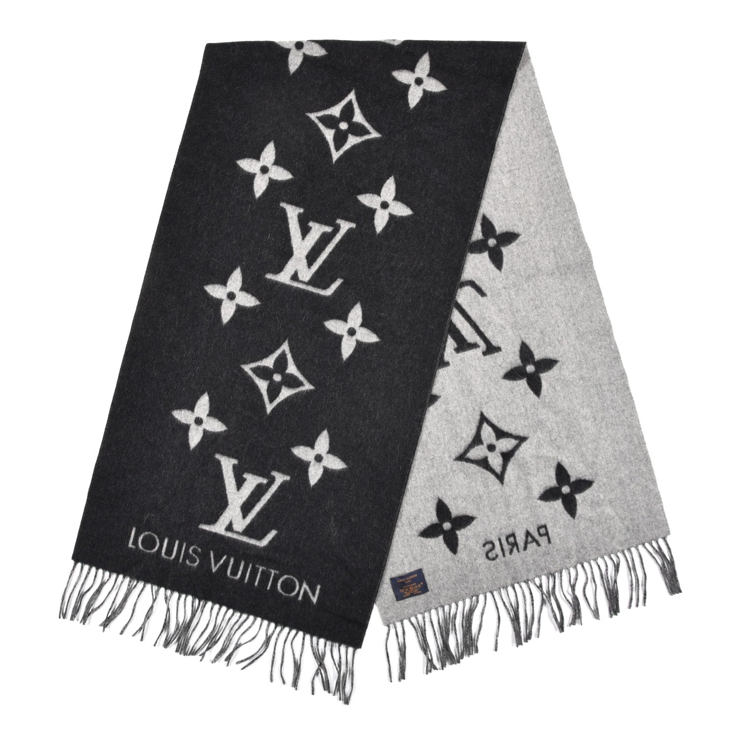 Louis Vuitton Cashmere Monogram Reykjavik Scarf Black 2 of 5