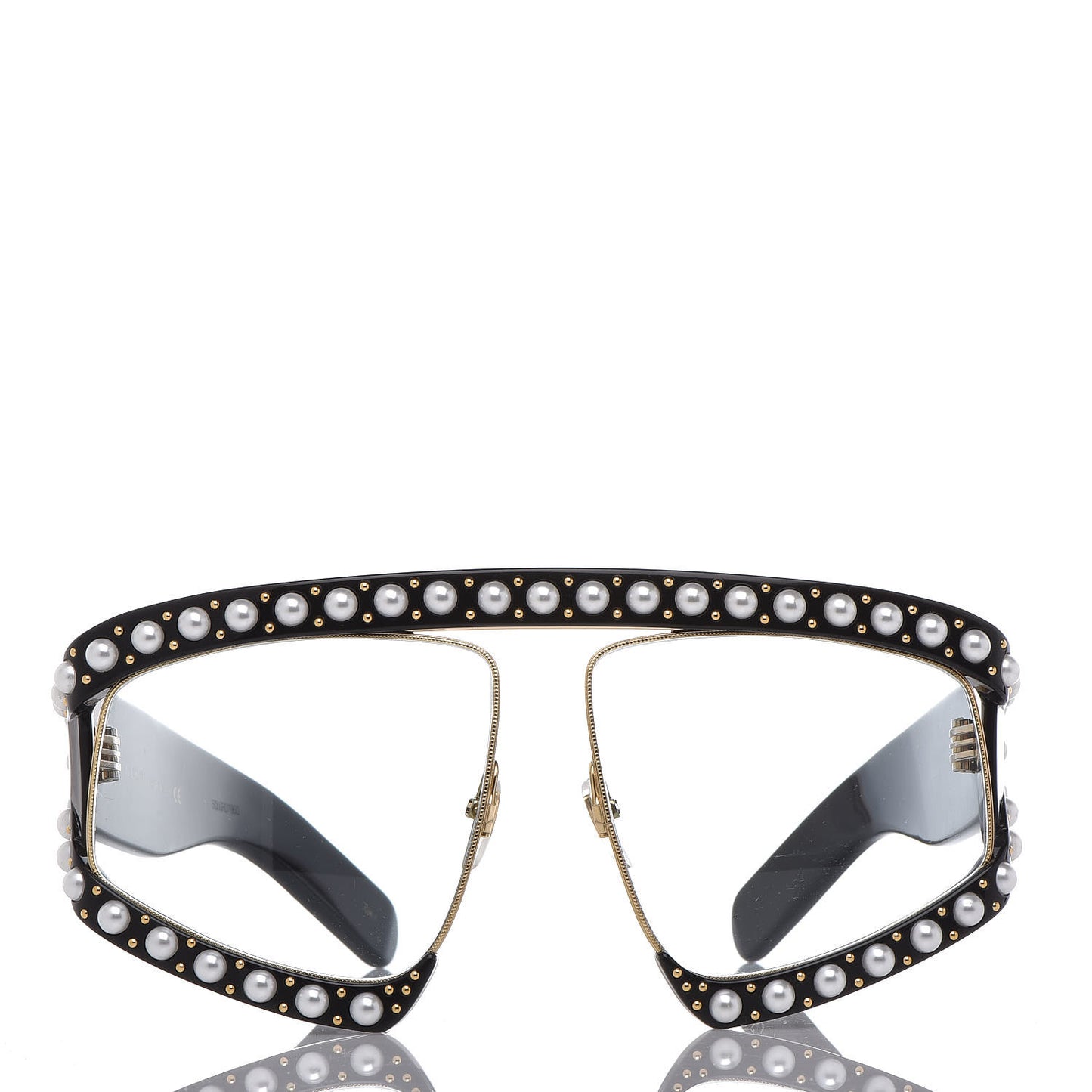 Acetate Pearl Rectangular Frame Sunglasses GG0234S Black