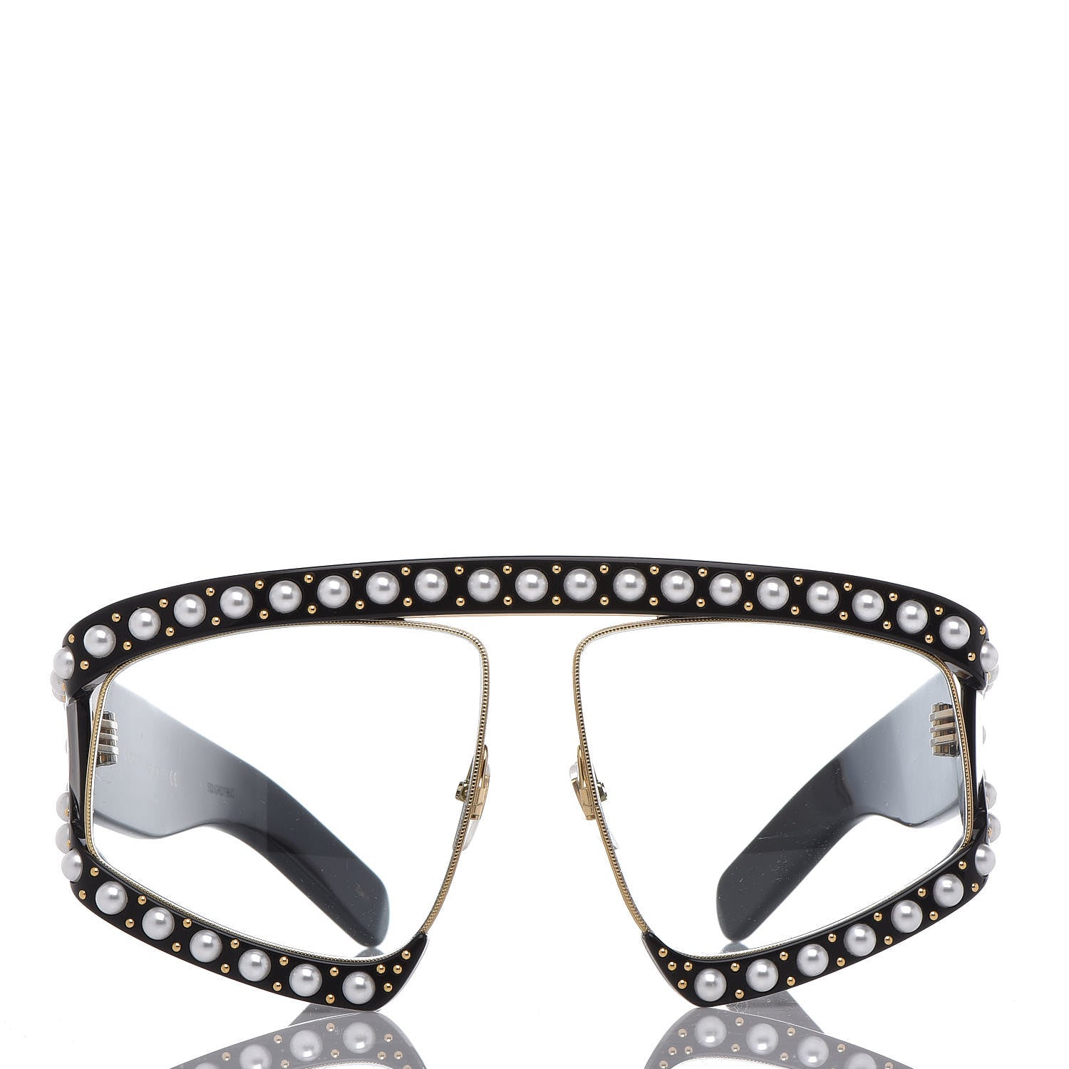 Gucci Acetate Pearl Rectangular Frame Sunglasses GG0234S Black 3 of 8