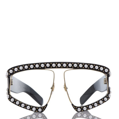 Gucci Acetate Pearl Rectangular Frame Sunglasses GG0234S Black 3 of 8