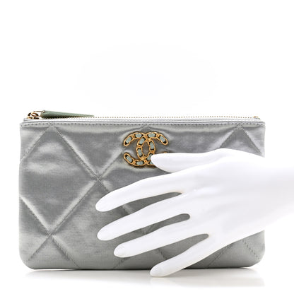 Chanel Satin Quilted Small Chanel 19 Pouch Gray 2 of 8