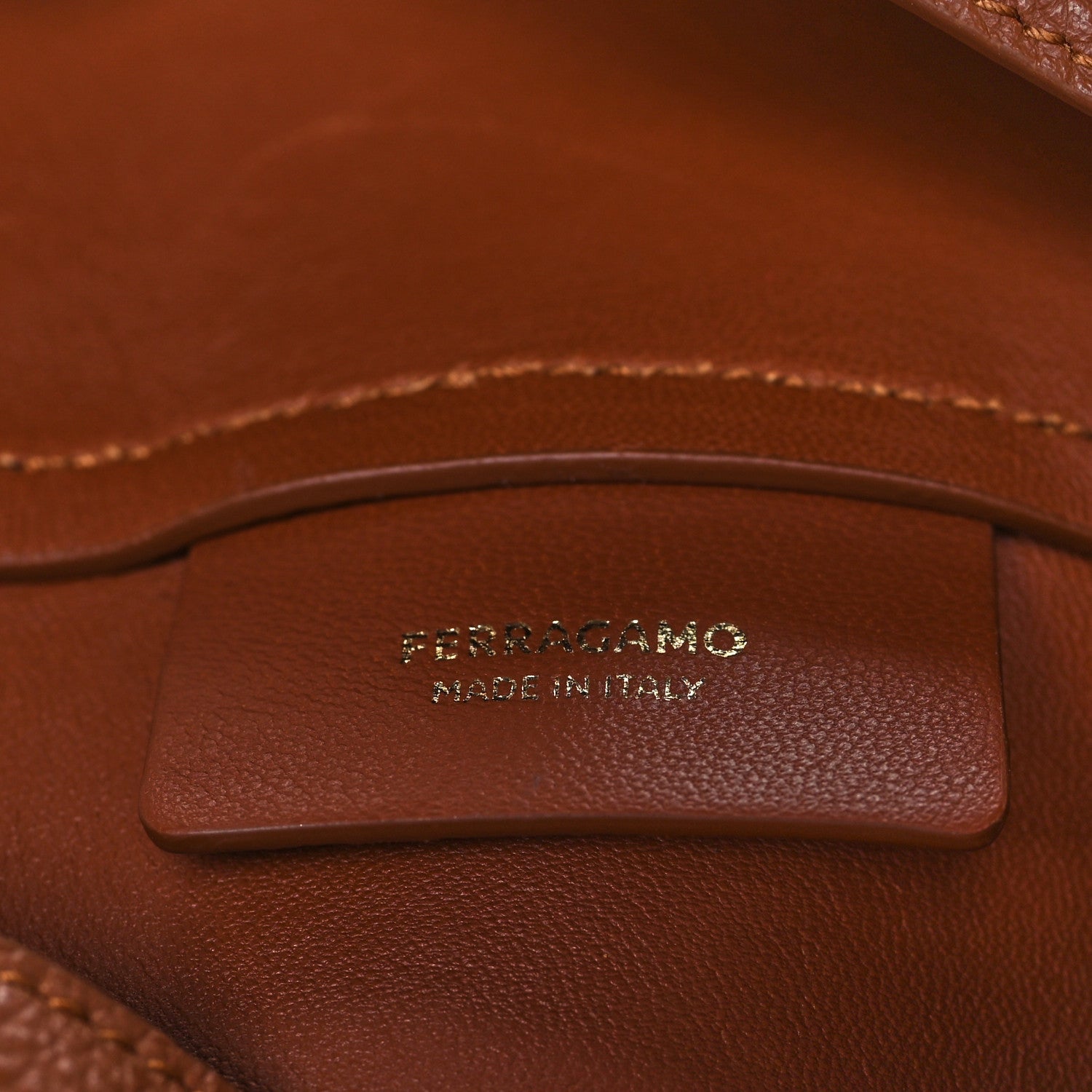 Salvatore Ferragamo Hammered Calfskin Multipocket Bucket Bag Cognac 6 of 10