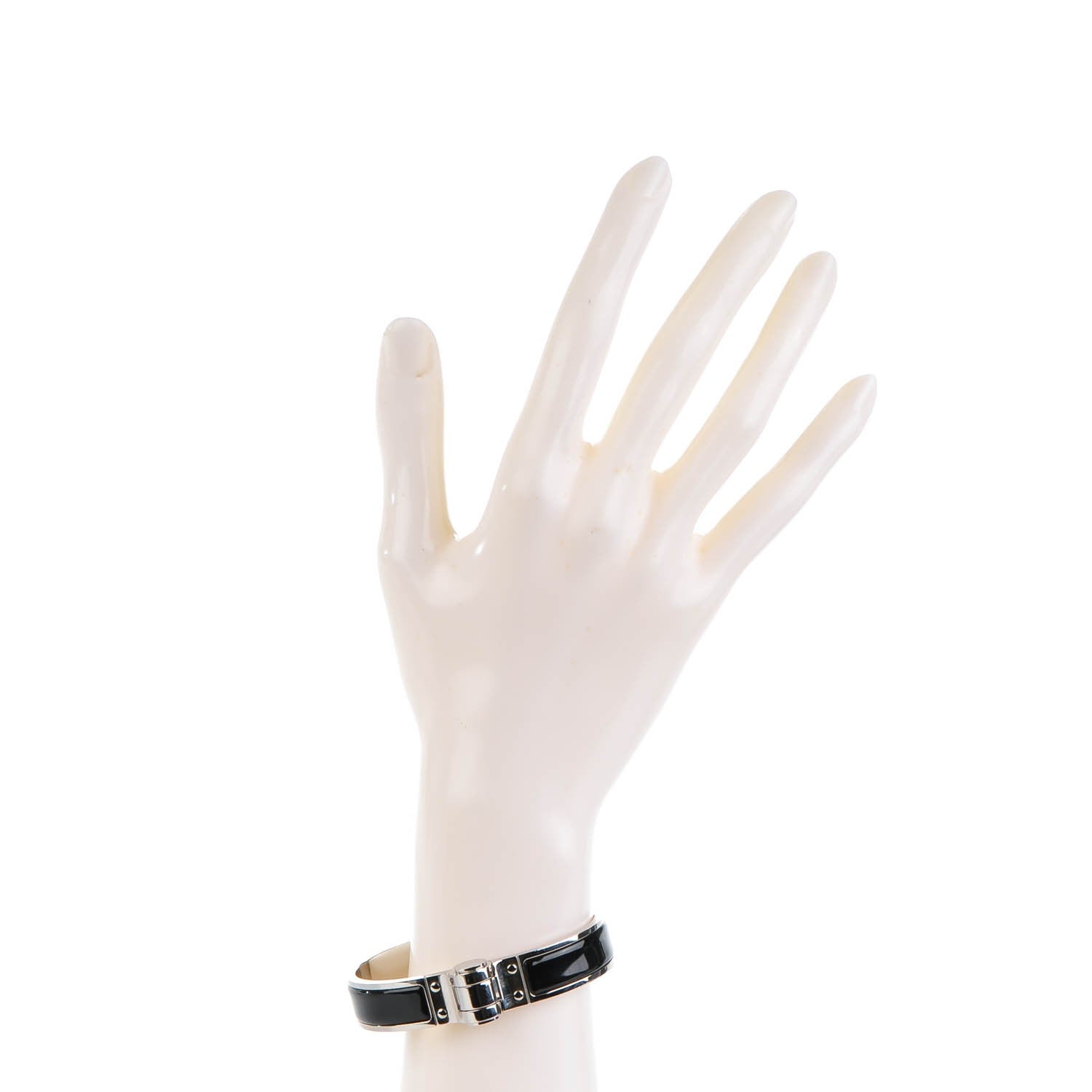Hermes Enamel Charniere Uni Narrow Hinged Bracelet S Black 2 of 5