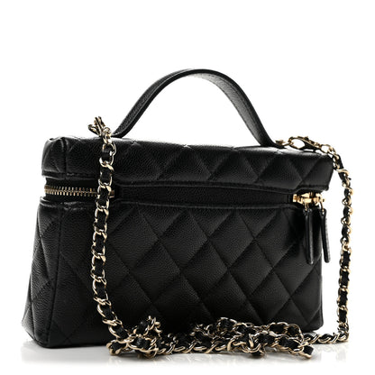 Chanel Caviar Quilted Top Handle Slim Vanity With Chain Black 3 of 12