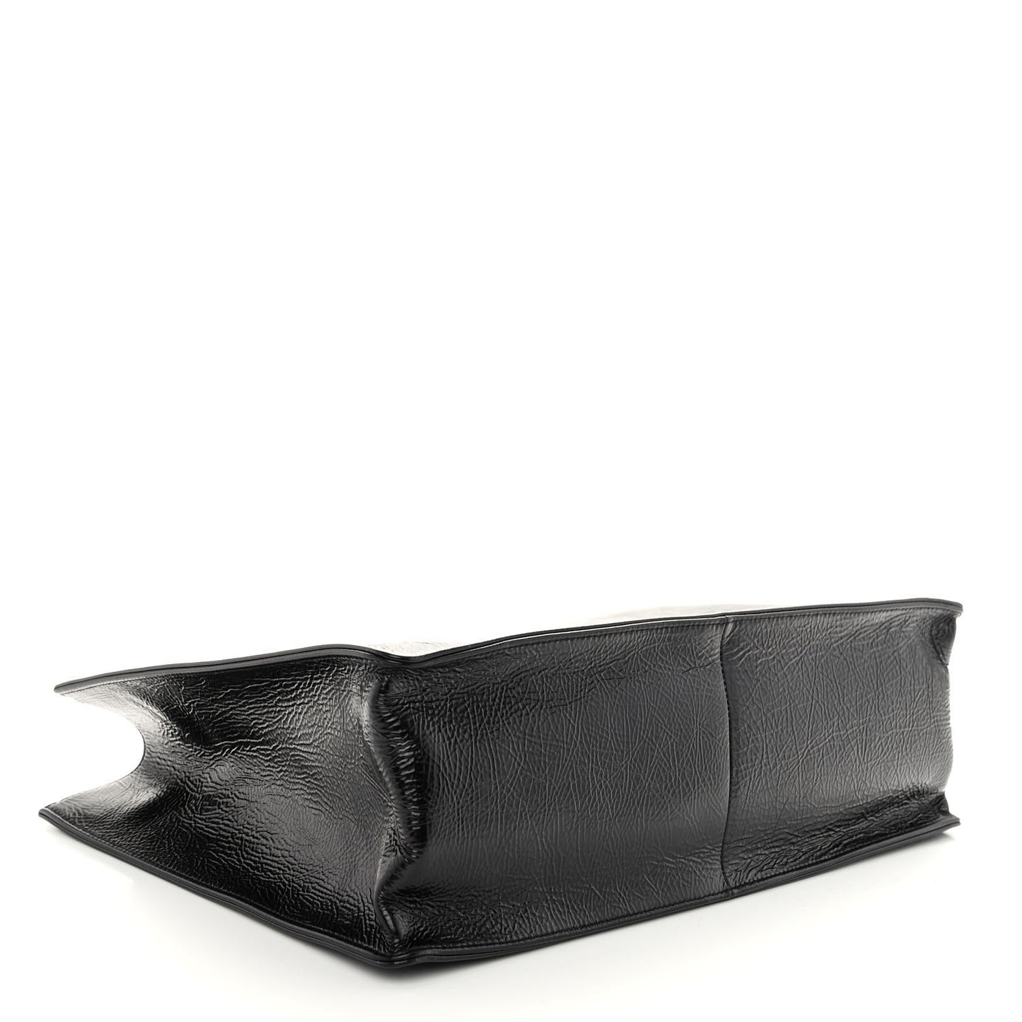 Shiny Aged Calfskin Shopping Bag Black