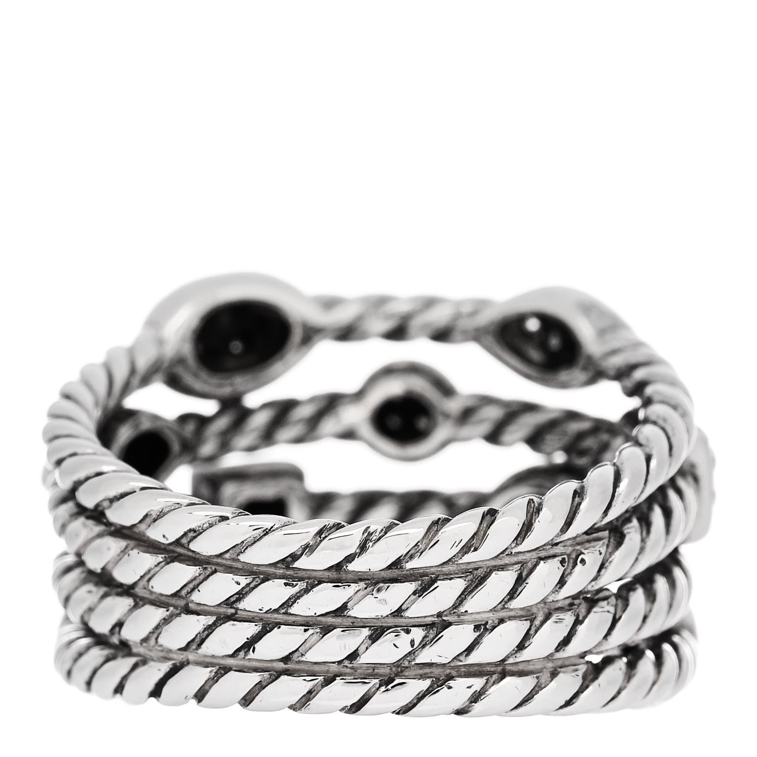 David Yurman Sterling Silver Diamond Confetti 4 Row Ring 54 6.75 3 of 4