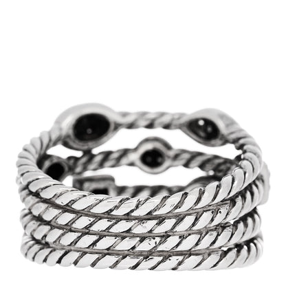David Yurman Sterling Silver Diamond Confetti 4 Row Ring 54 6.75 3 of 4