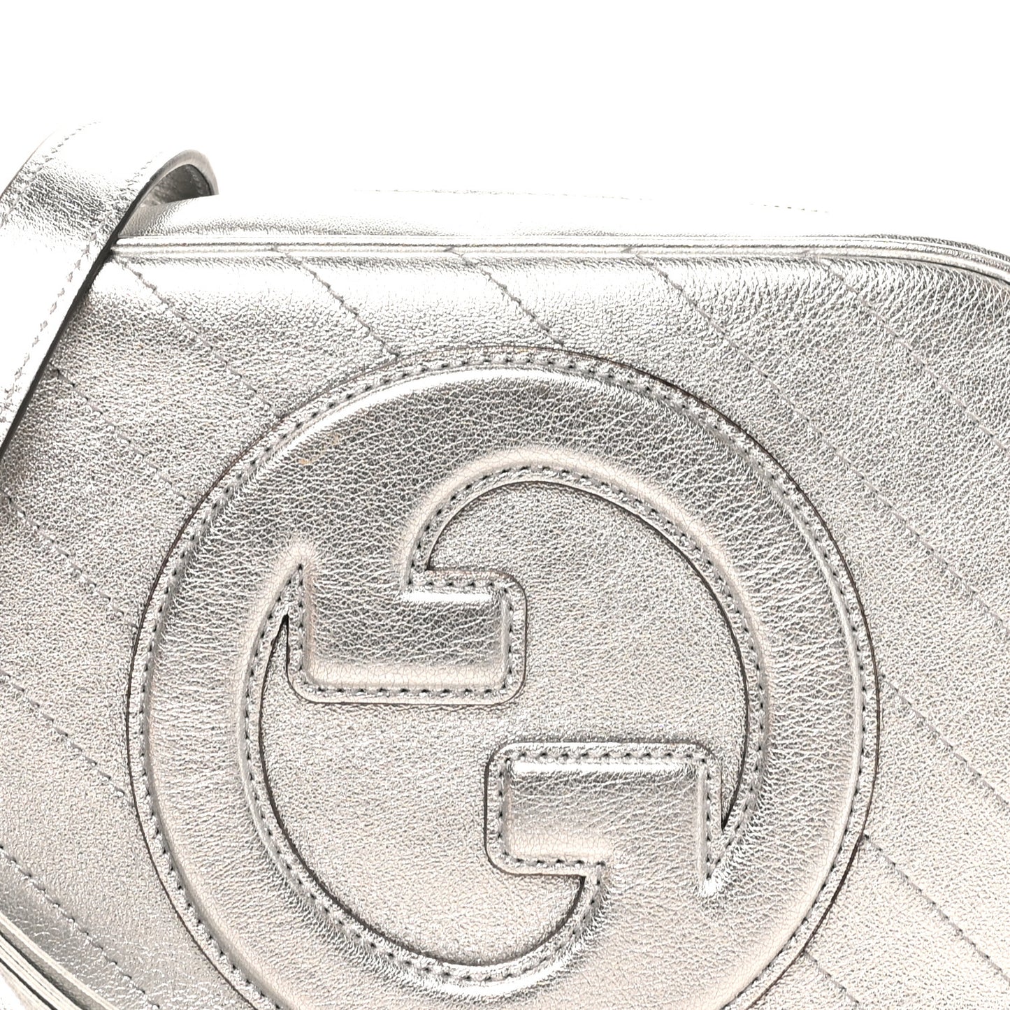 Metallic Sakai Be Green Calfskin Diagonal Stitched Small Blondie Shoulder Bag Silver