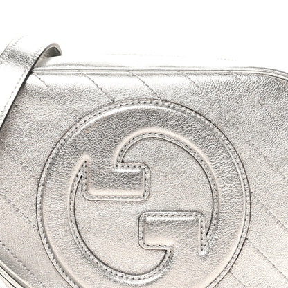 Gucci Metallic Sakai Be Green Calfskin Diagonal Stitched Small Blondie Shoulder Bag Silver 8 of 10
