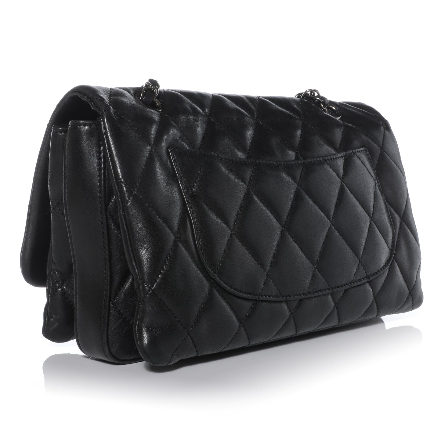 Lambskin Quilted 3 Large Flap Black