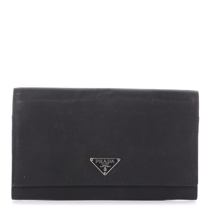 Prada Tessuto Nylon Continental Flap Wallet Black 1 of 5