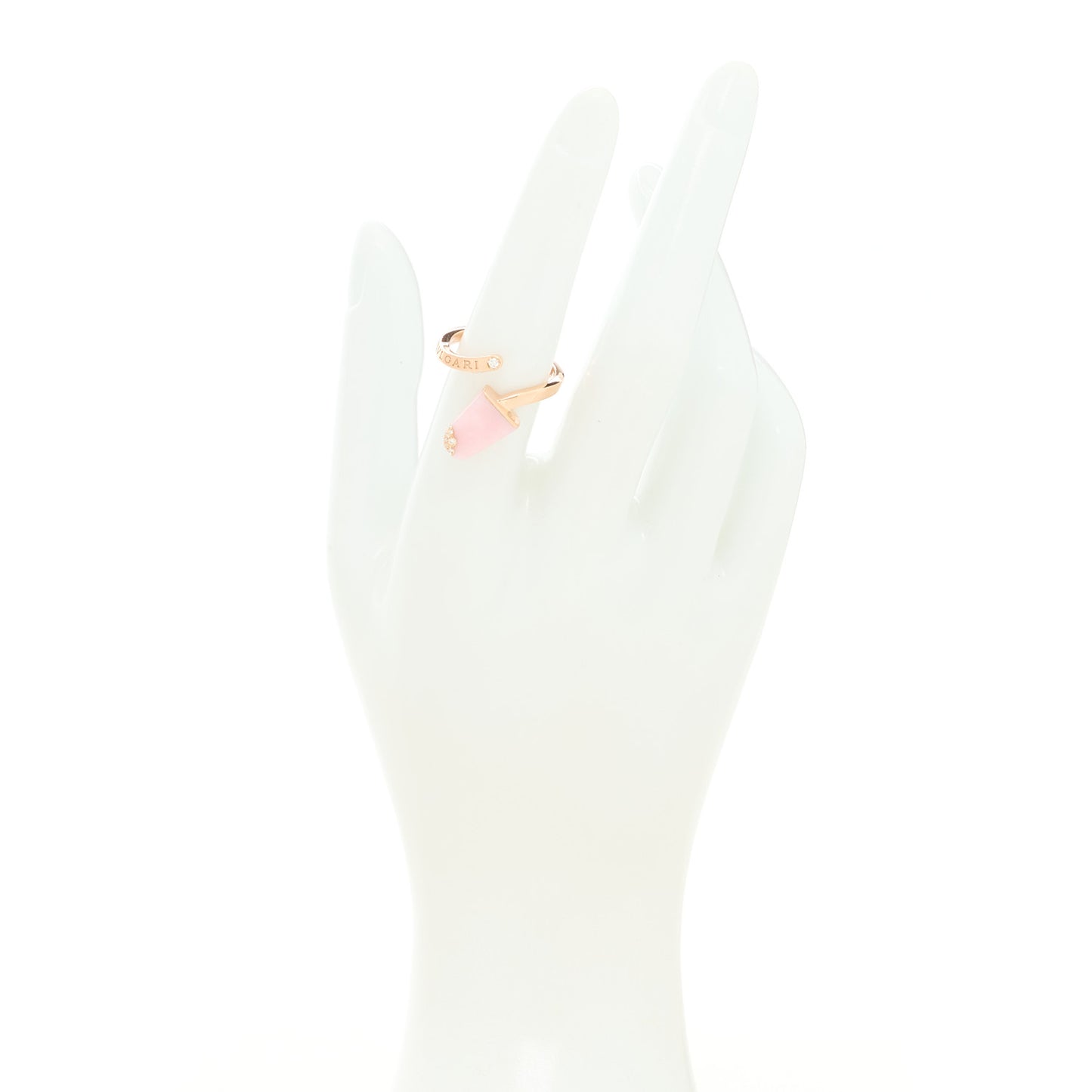 18K Rose Gold Diamond Pink Opal Gelati Ring 54 6.75