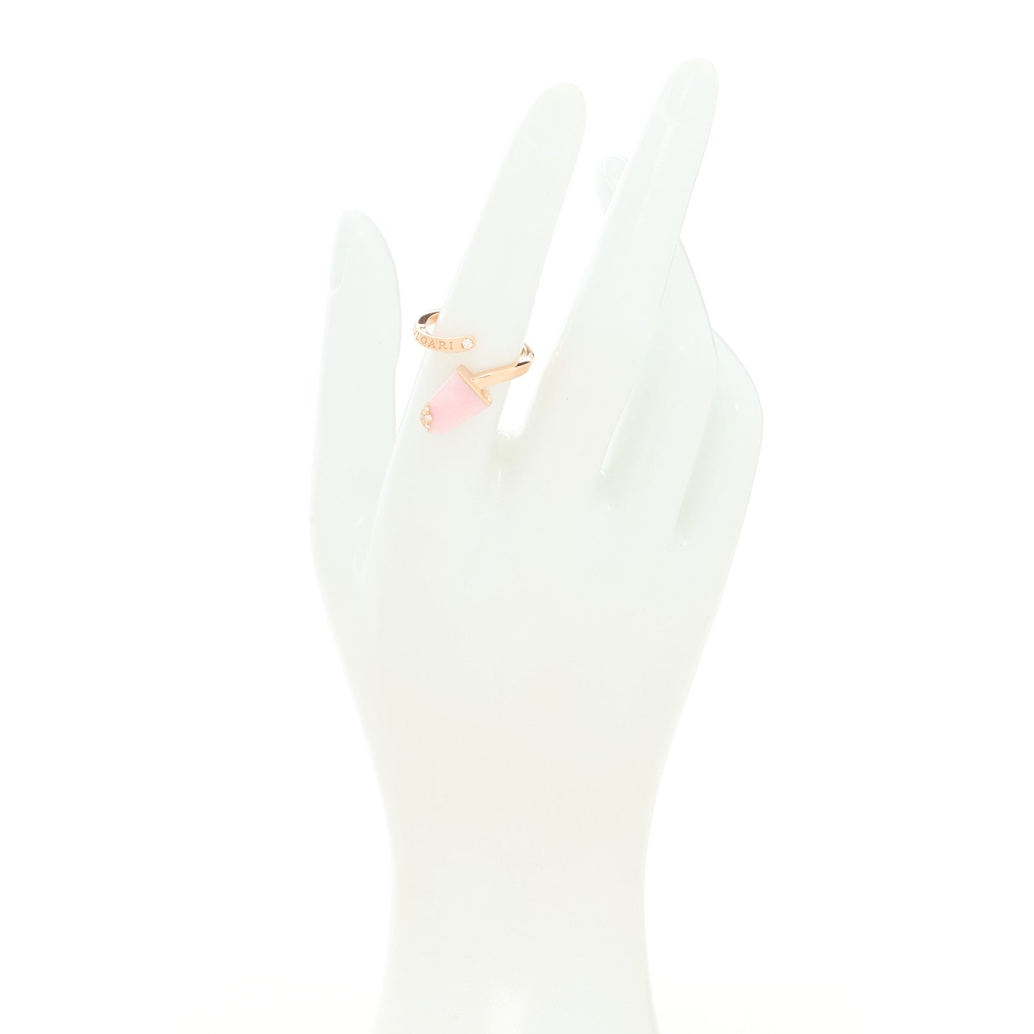 Bulgari 18K Rose Gold Diamond Pink Opal Gelati Ring 54 6.75 2 of 6