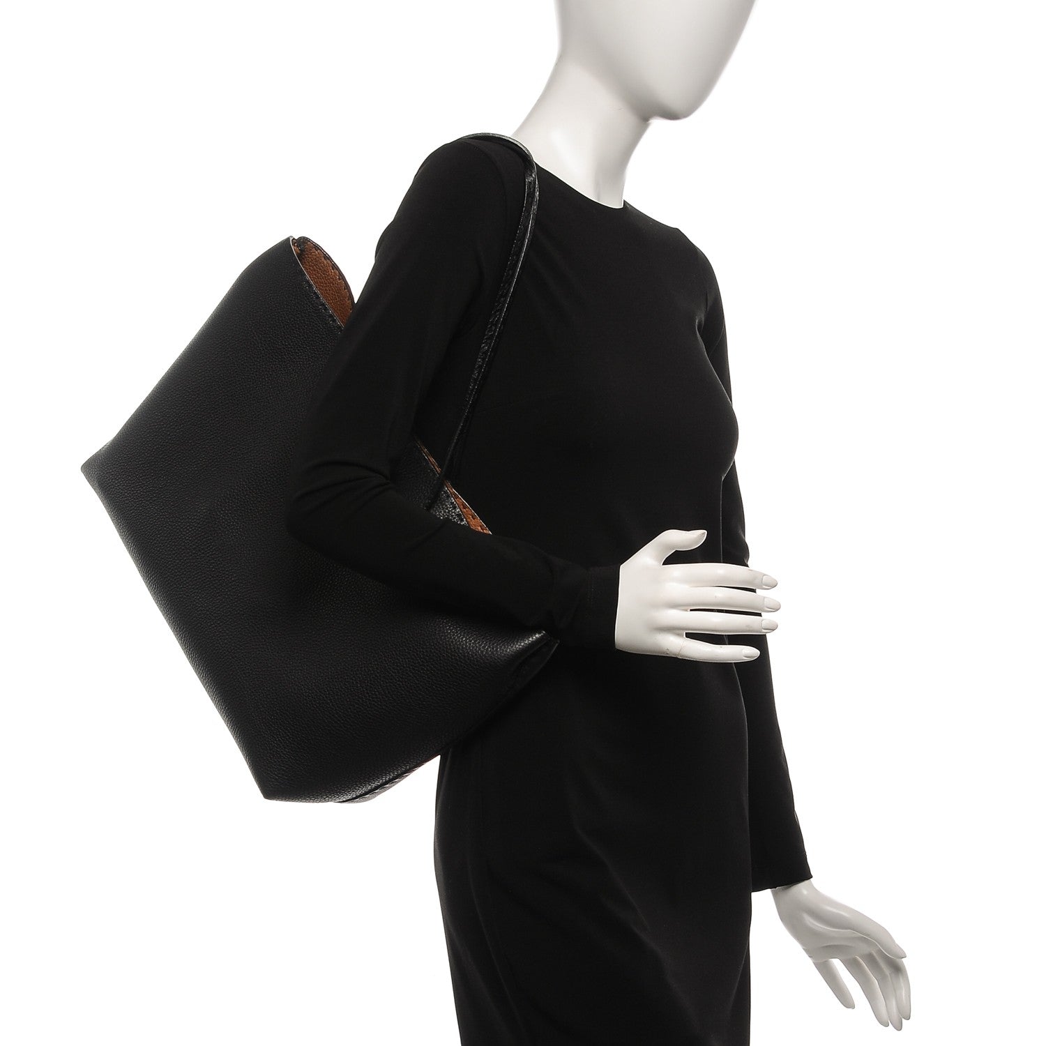 Fendi Cuoio Romano Selleria Bi-Color Large Carla Tote Black Mou 2 of 7
