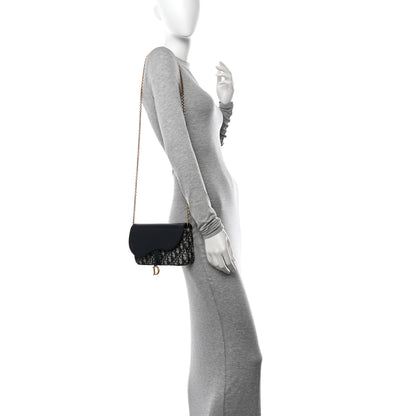 Christian Dior Oblique Smooth Calfskin Medium Saddle Pouch With Chain Blue 2 of 10