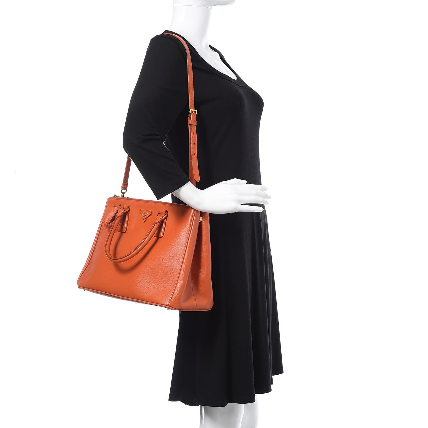 Saffiano Medium Galleria Double Zip Tote Papaya