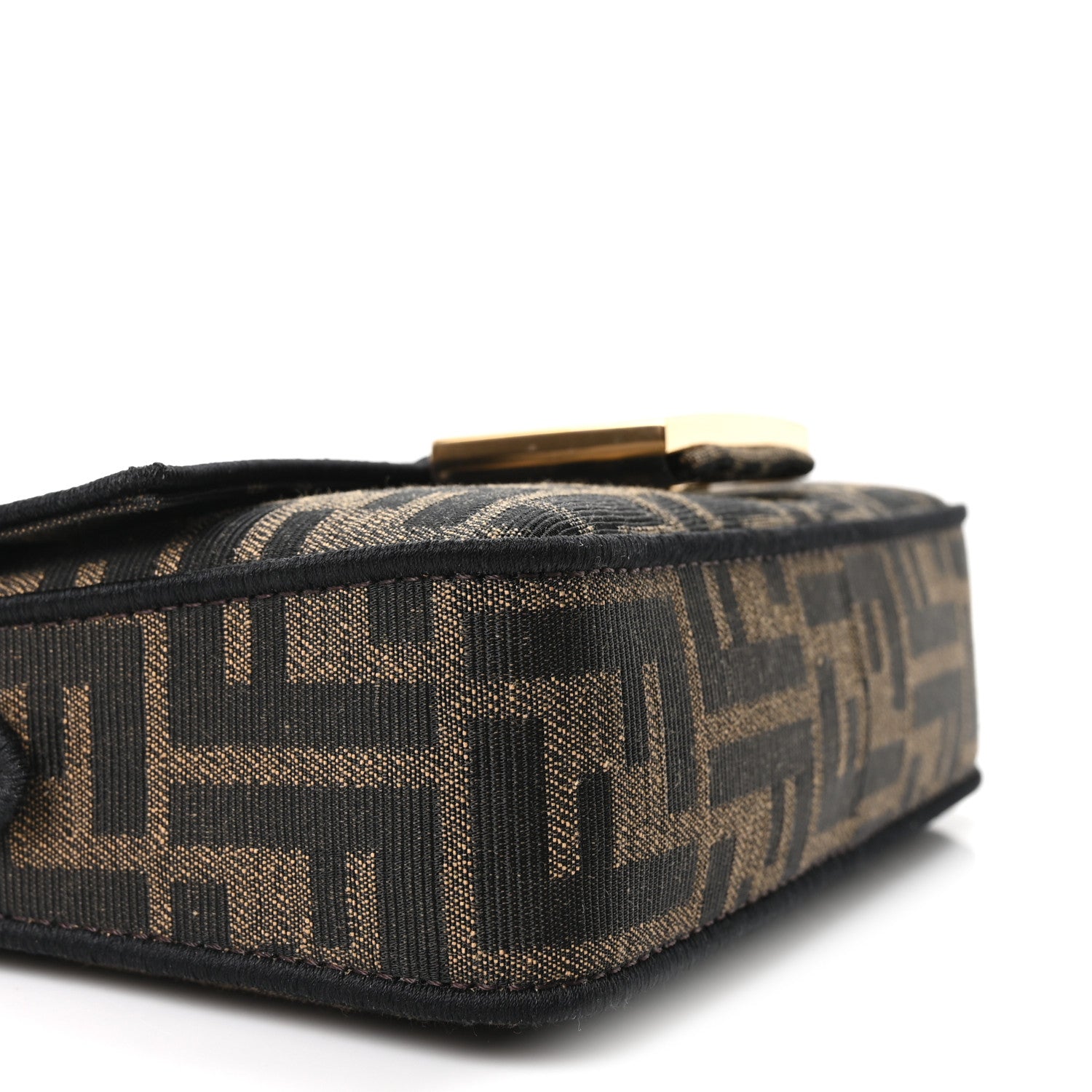 Fendi Fabric Jacquard FF 1974 Mini Baguette Tobacco Moro Black