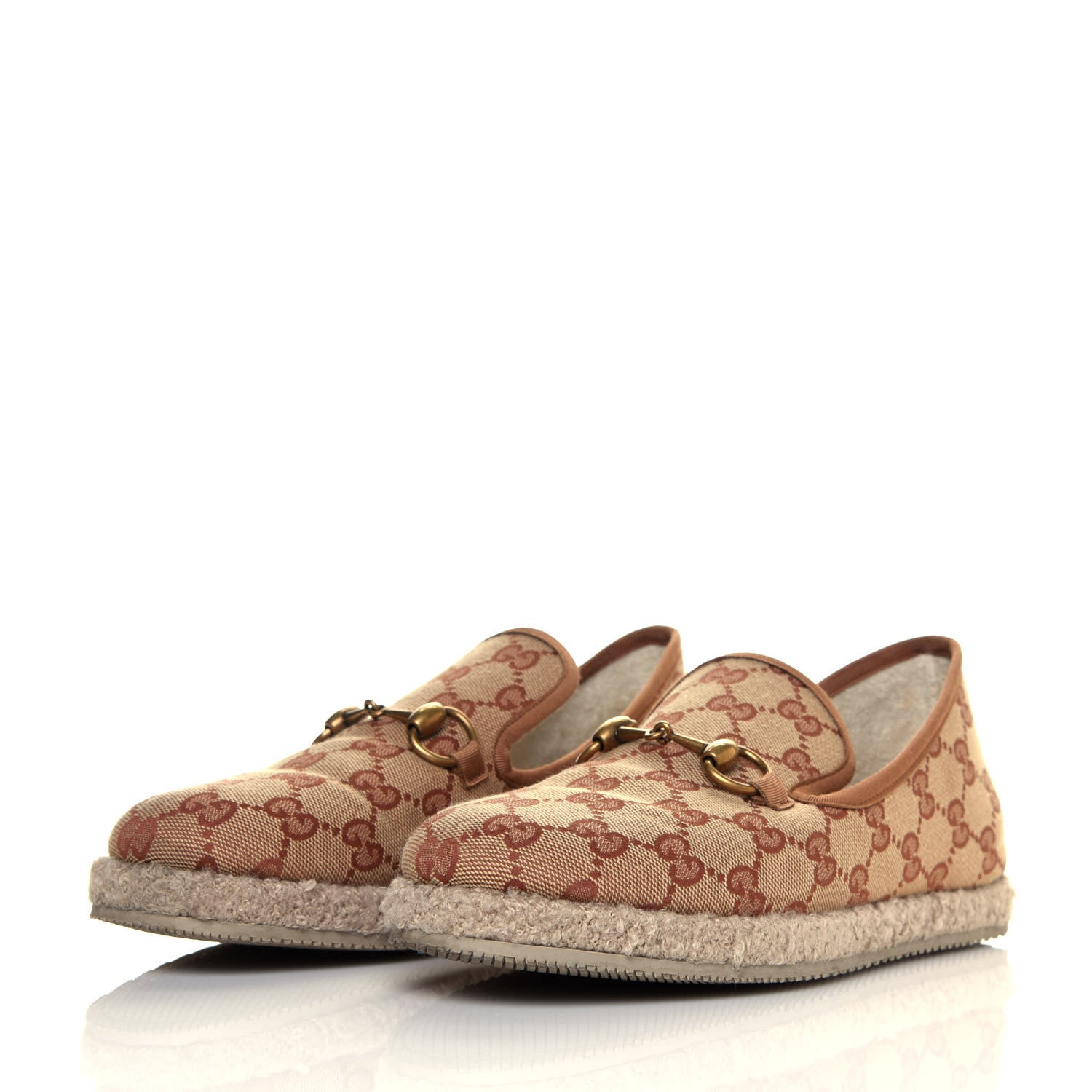 Gucci GG Monogram Womens Fria Horsebit Loafers 36 Beige Ruggine 2 of 8
