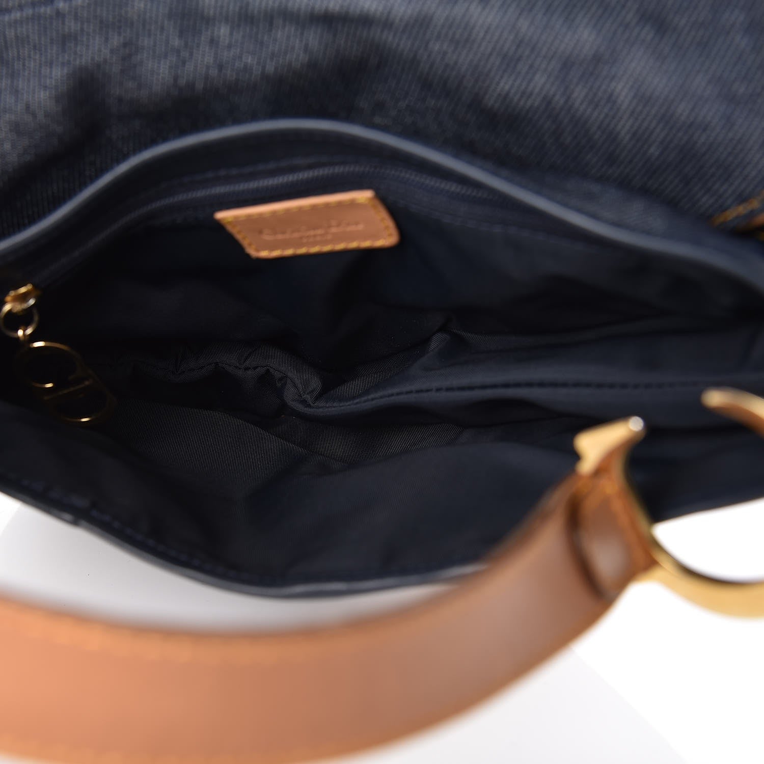 Christian Dior Denim Calfskin Saddle Bag Blue 5 of 9