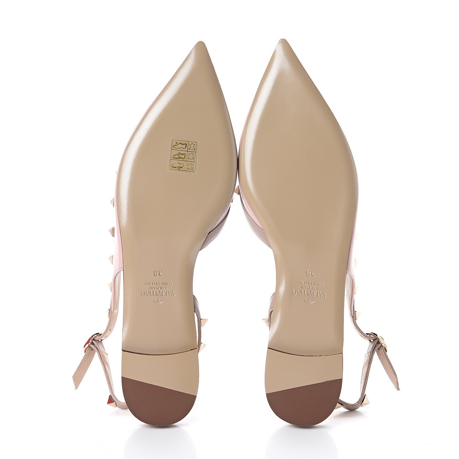 Valentino Garavani Patent Rockstud Slingback Flats 38 Water Rose Poudre 7 of 7