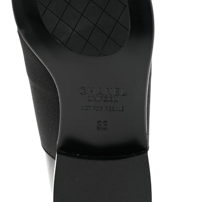 Chanel Calfskin Elastic Lace Up Cap Toe CC Loafers 36 Black 8 of 9