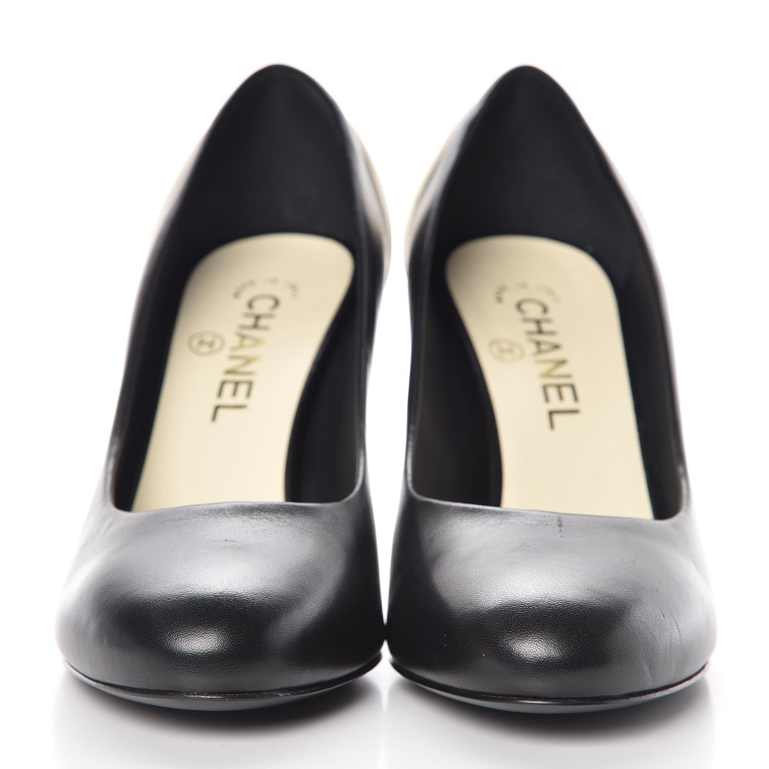 Chanel Lambskin CC Pumps 38 Black Ivory 2 of 8
