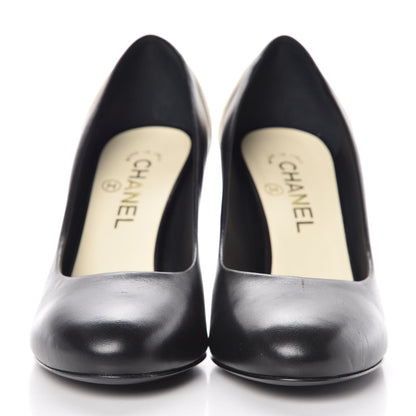 Chanel Lambskin CC Pumps 38 Black Ivory 2 of 8
