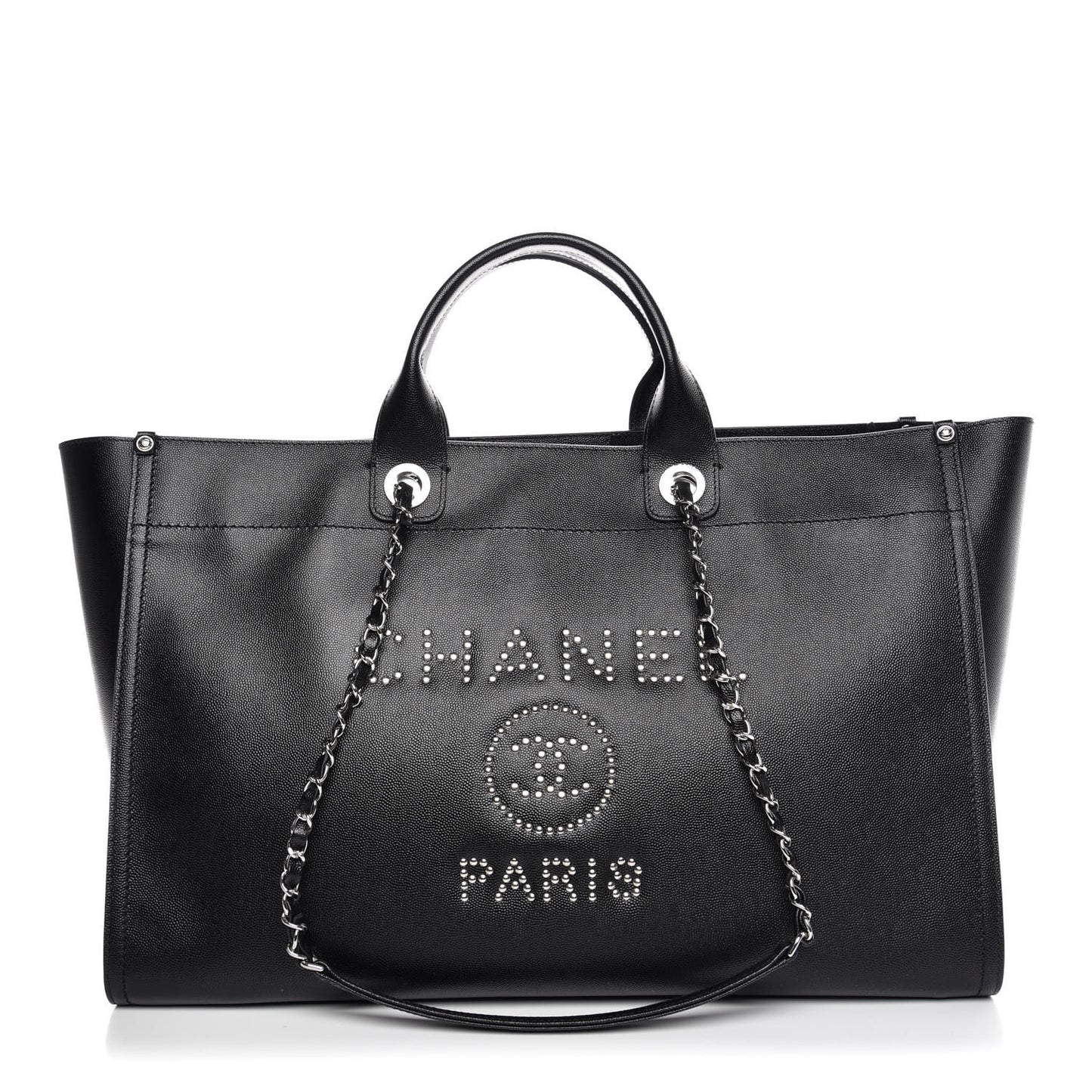 Caviar Extra Large Studded Deauville Tote Black