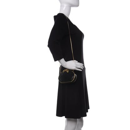 Judith Leiber Swarovski Crystal Minaudiere Caterpillar Clutch Black 2 of 9