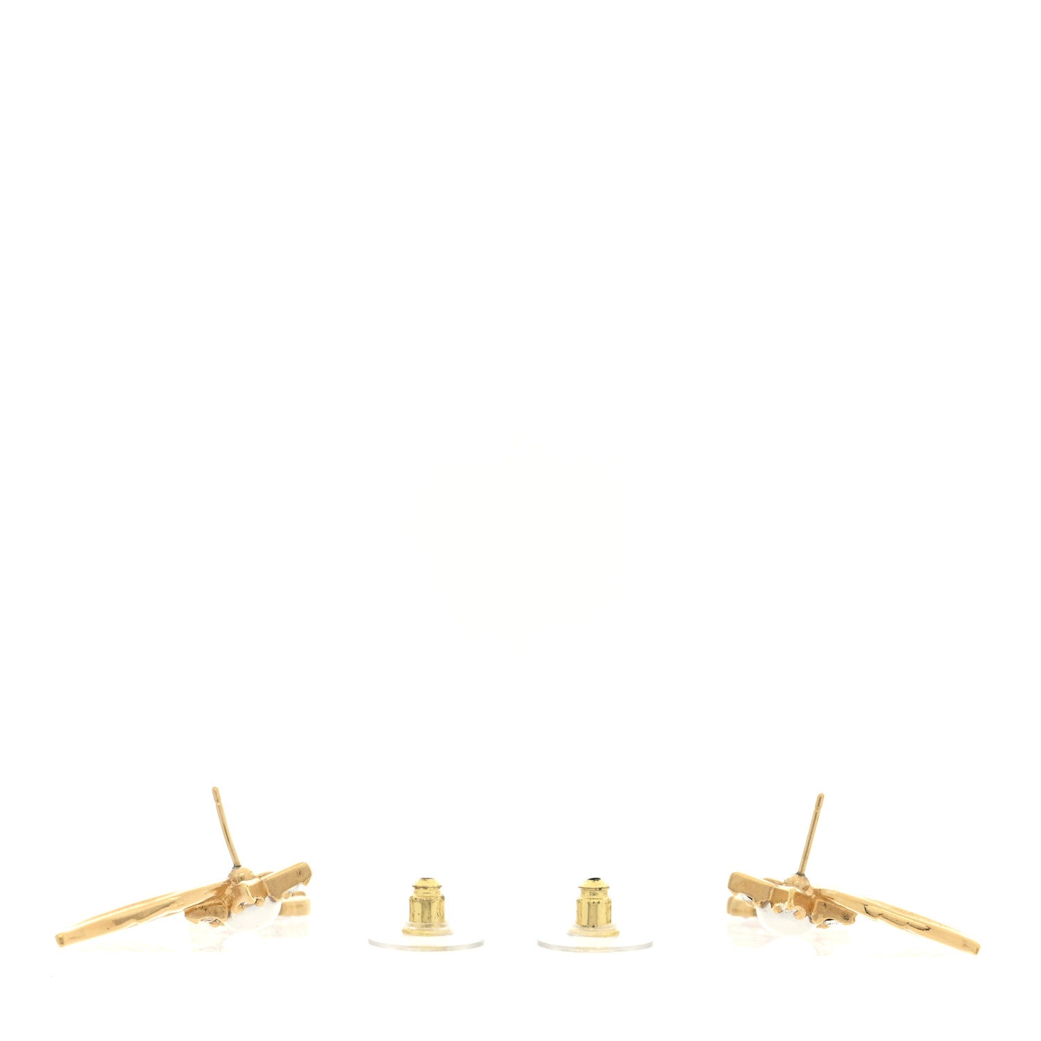 Chanel Crystal Pearl CC Wing Star Earrings Gold 3 of 4